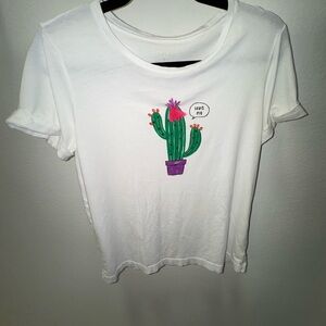 kate spade White Cactus Graphic Tee with Purple Pot